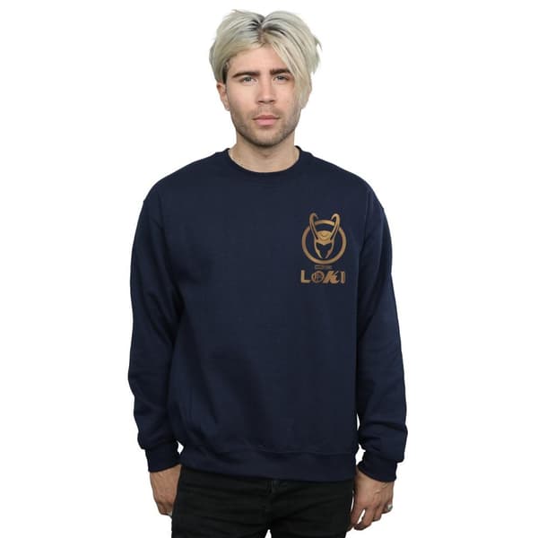 Marvel Mens Loki Horn Logo Faux Pocket Sweatshirt