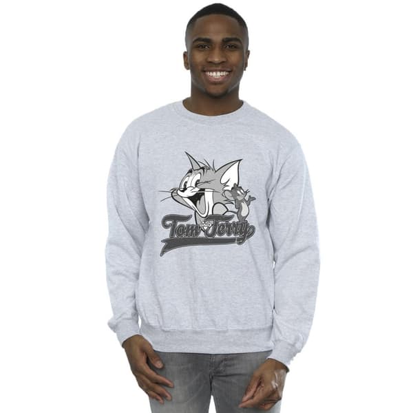 Tom And Jerry Mens Greyscale Square Sweatshirt