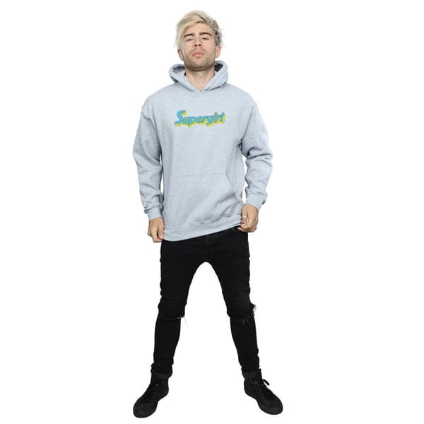 DC Comics Mens Supergirl Text Logo Hoodie