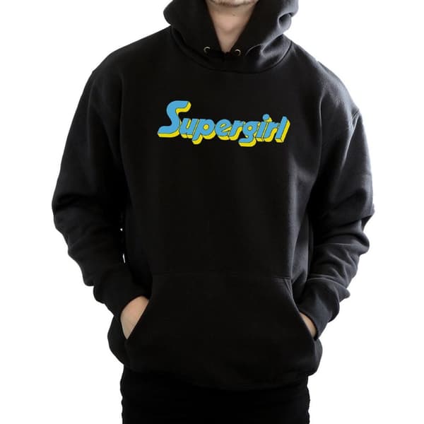 DC Comics Mens Supergirl Text Logo Hoodie