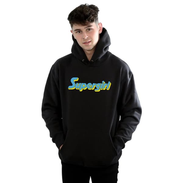 DC Comics Mens Supergirl Text Logo Hoodie