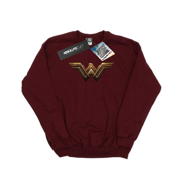 DC Comics Womens/Ladies Justice League Movie Wonder Woman Emblem Sweatshirt Burgundy XXL