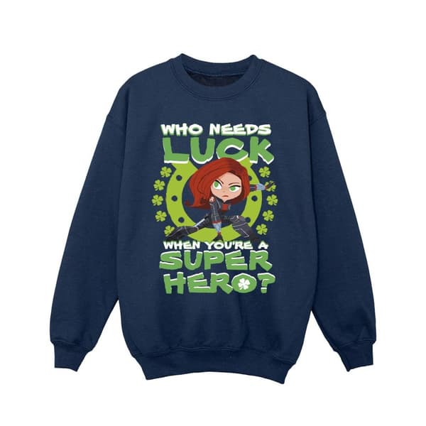 Marvel Girls St Patrick´s Day Black Widow Luck Sweatshirt