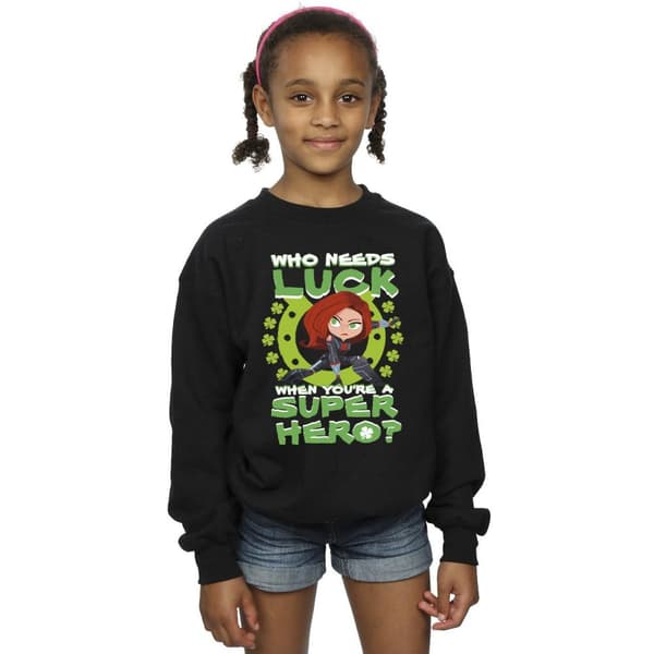 Marvel Girls St Patrick´s Day Black Widow Luck Sweatshirt