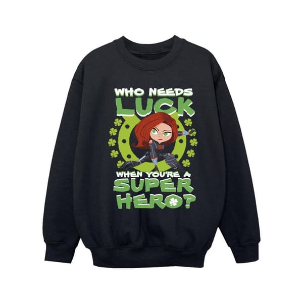 Marvel Girls St Patrick´s Day Black Widow Luck Sweatshirt