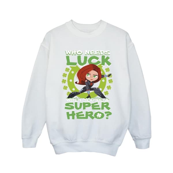 Marvel Girls St Patrick´s Day Black Widow Luck Sweatshirt