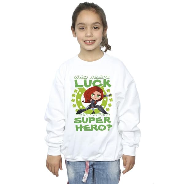 Marvel Girls St Patrick´s Day Black Widow Luck Sweatshirt
