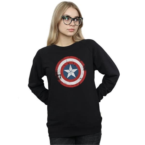 Marvel Dam/Tjej Captain America Civil War Distressed Shield Sweatshirt