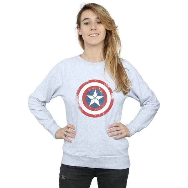 Marvel Dam/Tjej Captain America Civil War Distressed Shield Sweatshirt