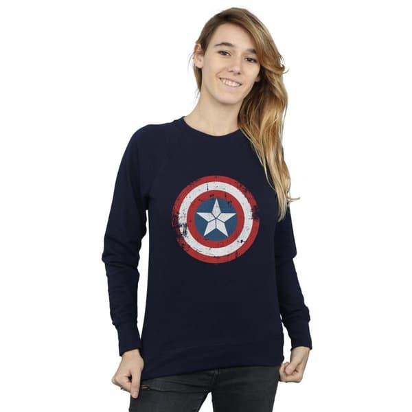 Marvel Dam/Tjej Captain America Civil War Distressed Shield Sweatshirt