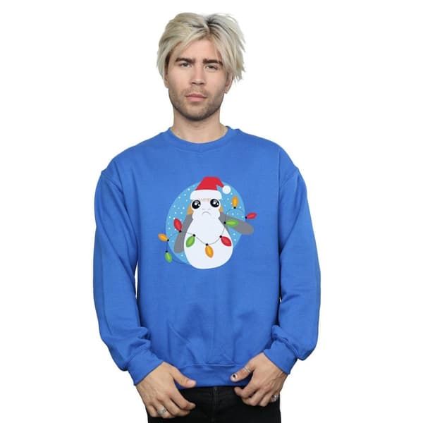 Star Wars Mens The Last Jedi Porg Christmas Lights Sweatshirt