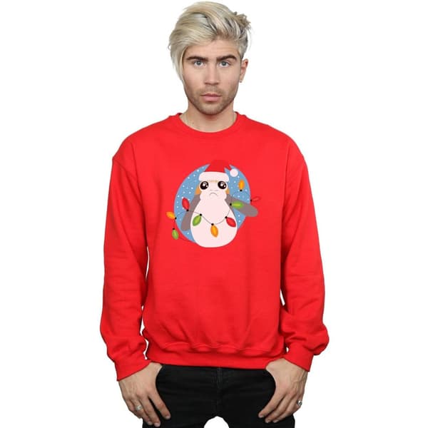 Star Wars Mens The Last Jedi Porg Christmas Lights Sweatshirt