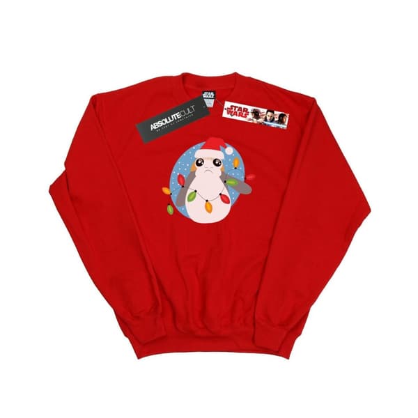 Star Wars Mens The Last Jedi Porg Christmas Lights Sweatshirt