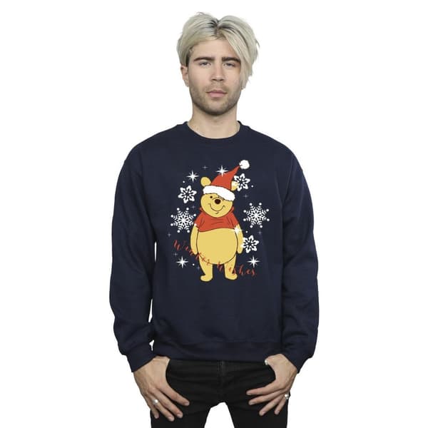 Disney Mens Winnie The Pooh Winter Wishes Sweatshirt