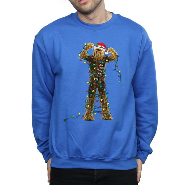 Star Wars Mens Chewbacca Christmas Lights Sweatshirt