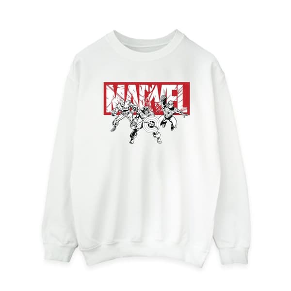 Marvel Sweatshirt med hjältegrupp från Comics för kvinnor/damer White XXL