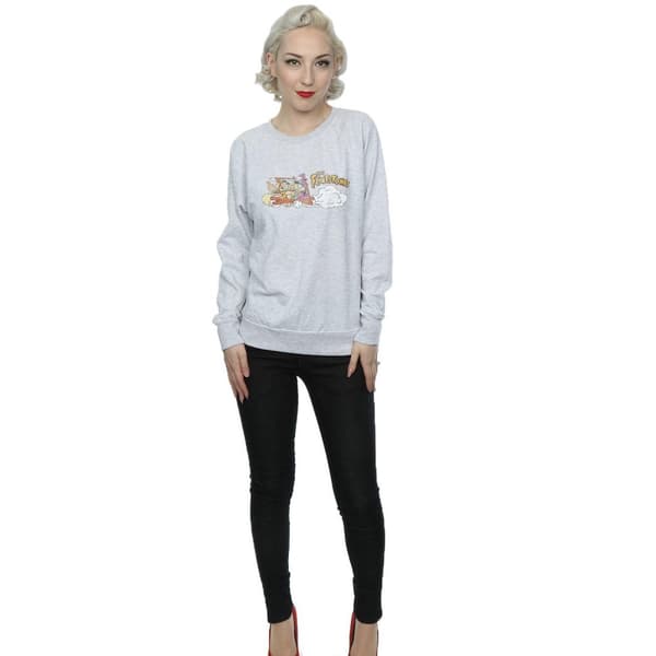 The Flintstones Womens/Ladies Family Car Distressed Sweatshirt