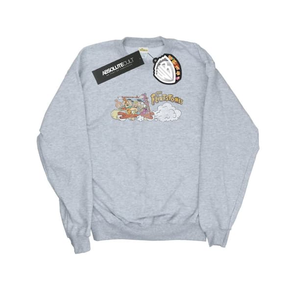 The Flintstones Womens/Ladies Family Car Distressed Sweatshirt
