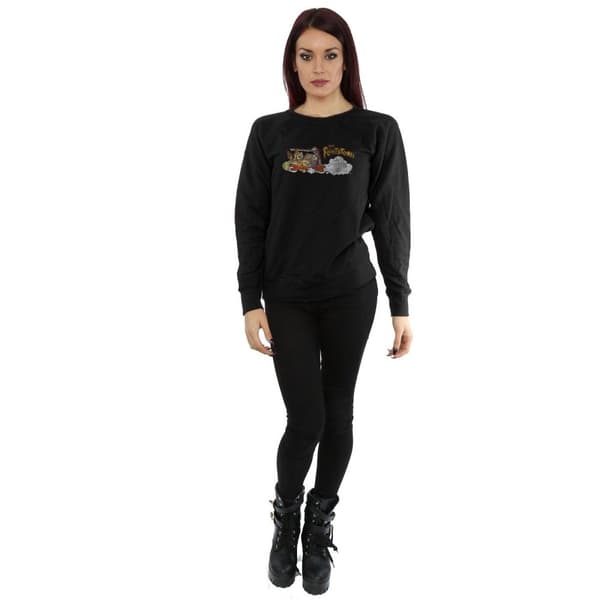 The Flintstones Womens/Ladies Family Car Distressed Sweatshirt
