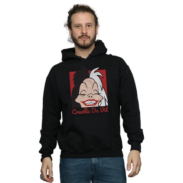 Disney Mens Cruella De Vil Cropped Head Hoodie