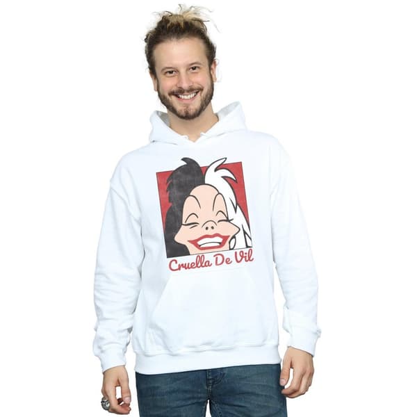 Disney Mens Cruella De Vil Cropped Head Hoodie