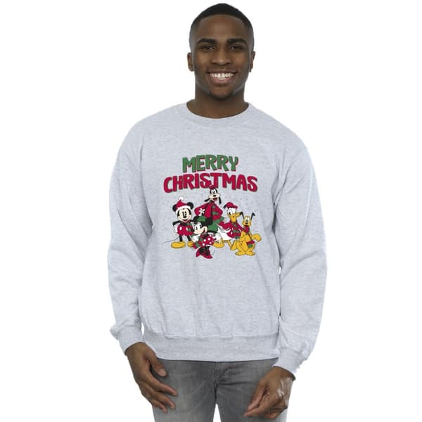 Disney Mens Mickey Mouse Merry Christmas Characters Sweatshirt
