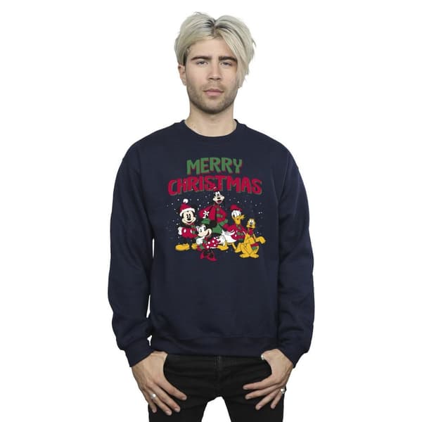 Disney Mens Mickey Mouse Merry Christmas Characters Sweatshirt