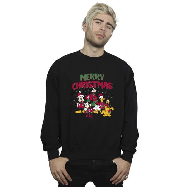 Disney Mens Mickey Mouse Merry Christmas Characters Sweatshirt