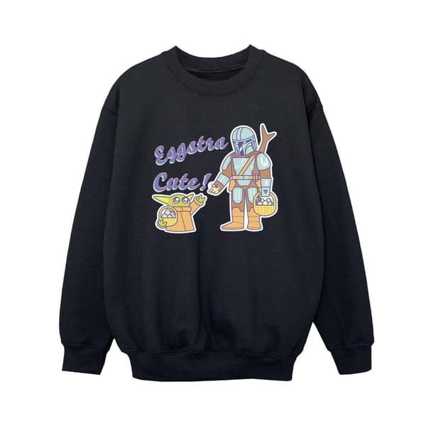 Star Wars Pojkar The Mandalorian Eggstra Cute Grogu Sweatshirt Black 3-4 Years