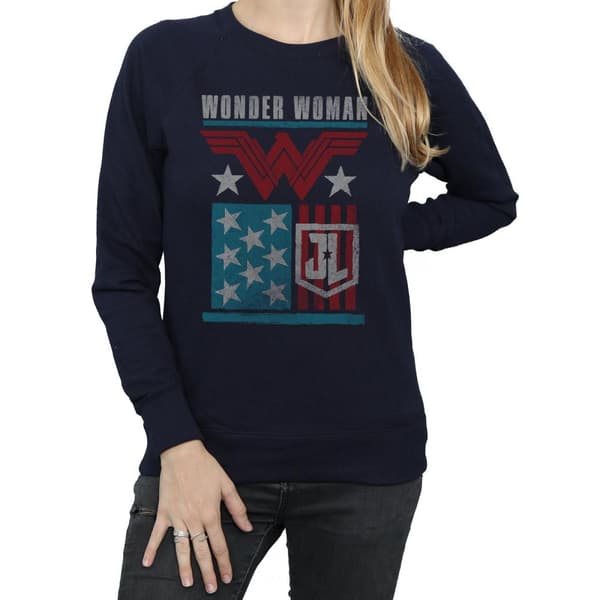 DC Comics Dam/Tjej Justice League Movie Wonder Woman Flag Sweatshirt
