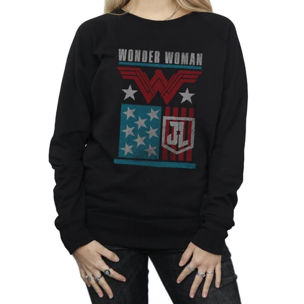 DC Comics Dam/Tjej Justice League Movie Wonder Woman Flag Sweatshirt