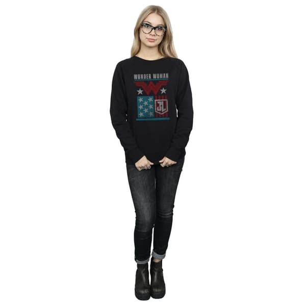 DC Comics Dam/Tjej Justice League Movie Wonder Woman Flag Sweatshirt