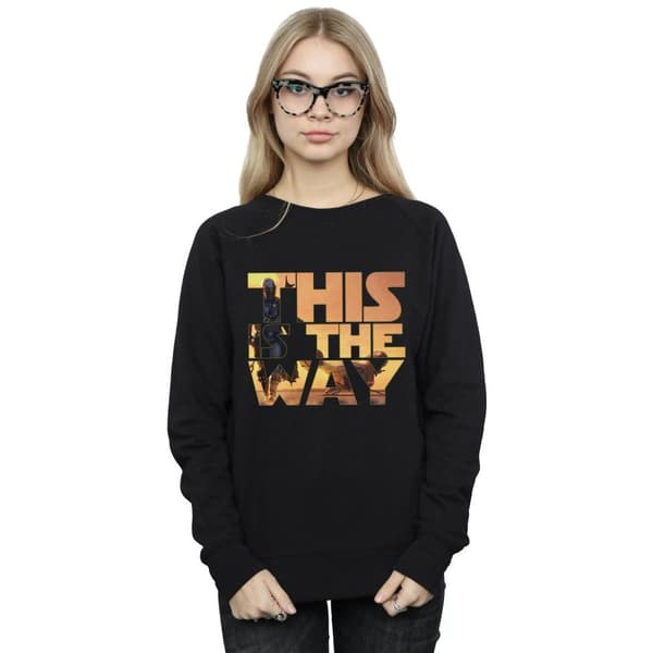 Star Wars Dam/Tjej The Mandalorian The Way Poster Text Sweatshirt