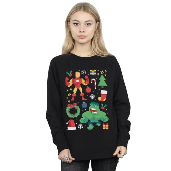 Marvel Womens/Ladies Iron Man And Hulk Christmas Day Sweatshirt