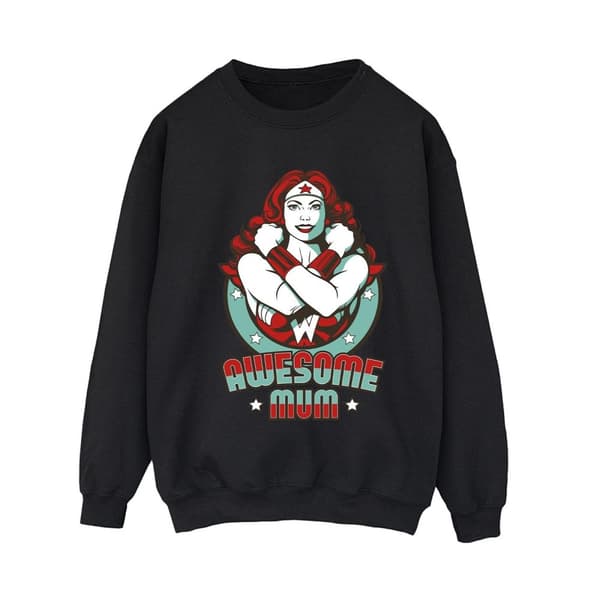 DC Comics Womens/Ladies Wonder Woman Wonderful Mum Sweatshirt Black S
