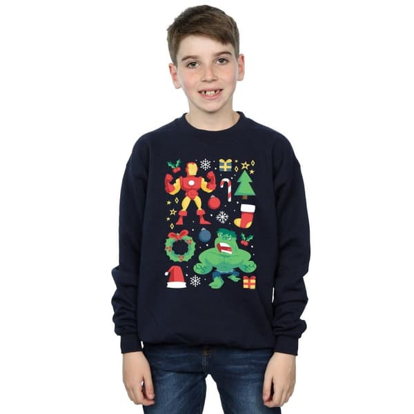 Marvel Boys Iron Man And Hulk Christmas Day Sweatshirt