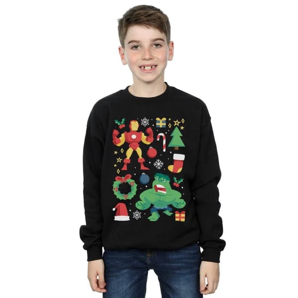 Marvel Boys Iron Man And Hulk Christmas Day Sweatshirt