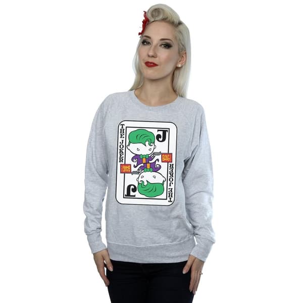 DC Comics Womens/Ladies Chibi Joker Playing Card Sweatshirt