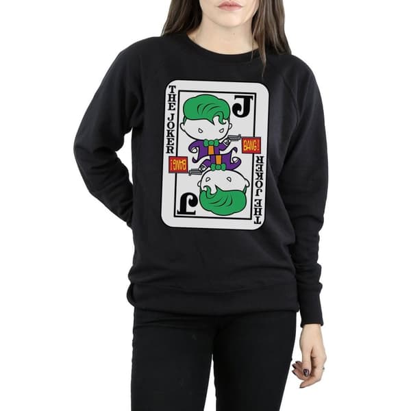 DC Comics Womens/Ladies Chibi Joker Playing Card Sweatshirt