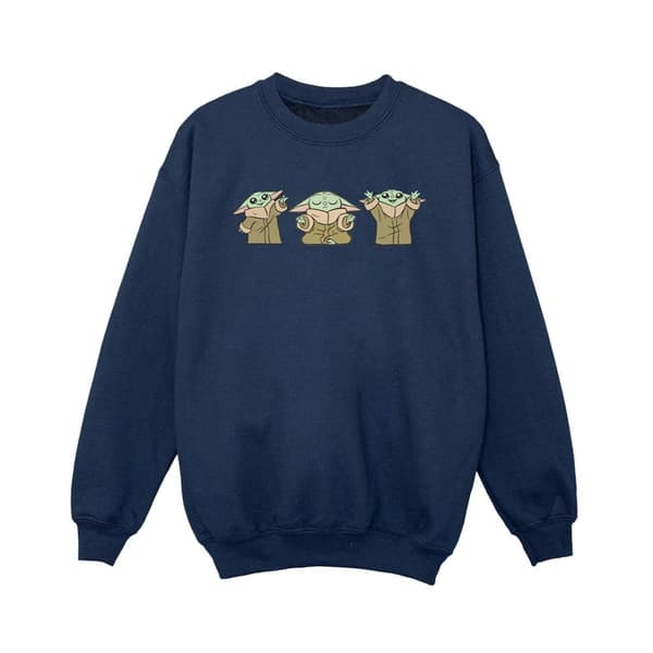 Star Wars Boys The Mandalorian Grogu Poses Sweatshirt Navy Blue 12-13 Years