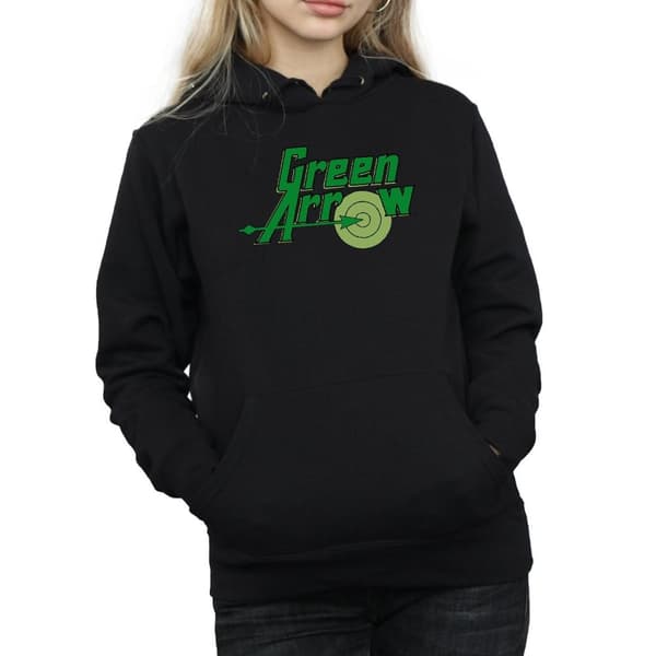DC Comics Kvinnor/Ladies Green Arrow Text Logo Hoodie