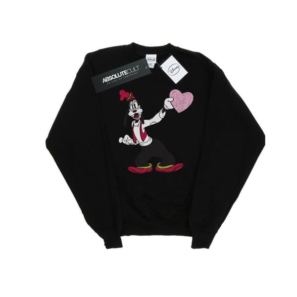 Disney Dam/Tjej Goofy Love Heart Sweatshirt Black S