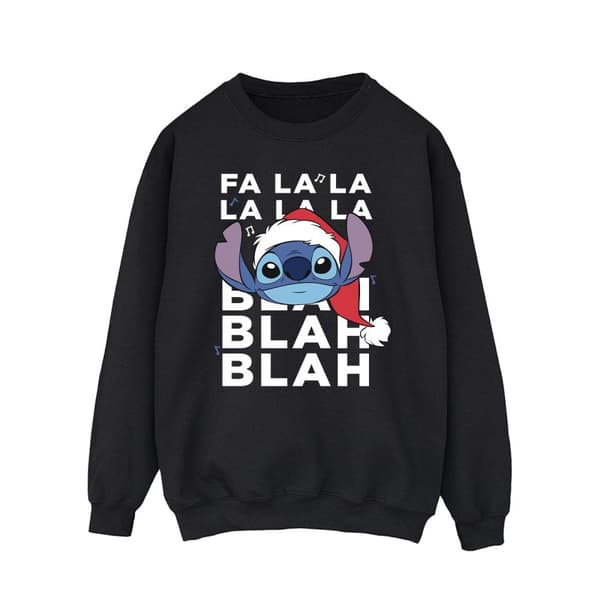 Disney Mens Lilo And Stitch Christmas Blah Blah Blah Sweatshirt Black L
