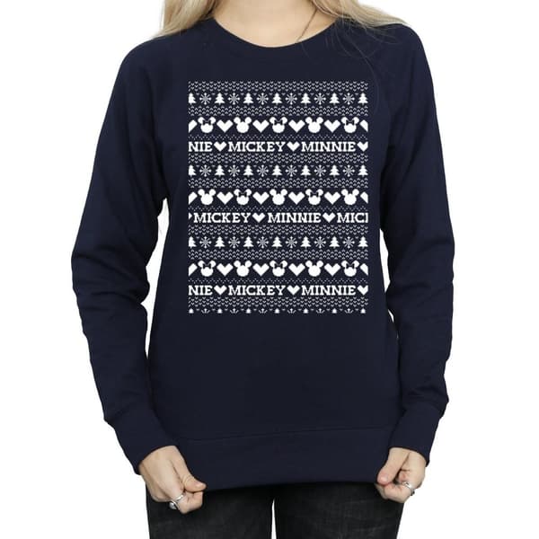 Disney Dam/Tjej Mickey And Minnie Christmas Fair Isle Sweatshirt