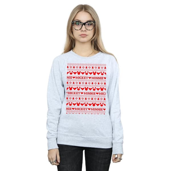 Disney Dam/Tjej Mickey And Minnie Christmas Fair Isle Sweatshirt