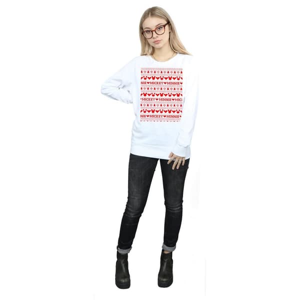 Disney Dam/Tjej Mickey And Minnie Christmas Fair Isle Sweatshirt