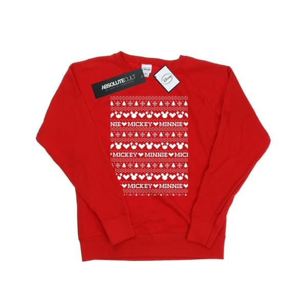 Disney Womens/Ladies Mickey And Minnie Christmas Fair Isle Sweatshirt
