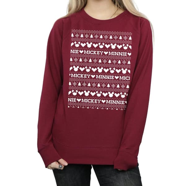 Disney Dam/Tjej Mickey And Minnie Christmas Fair Isle Sweatshirt
