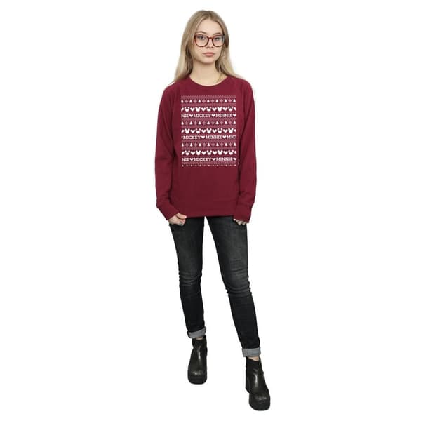 Disney Dam/Tjej Mickey And Minnie Christmas Fair Isle Sweatshirt