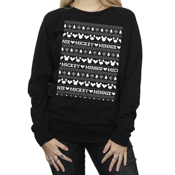 Disney Dam/Tjej Mickey And Minnie Christmas Fair Isle Sweatshirt
